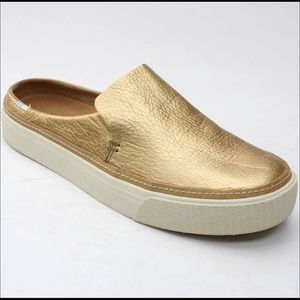 Women’s Toms Sunrise Gold Leather Slip on Mules 8 US!